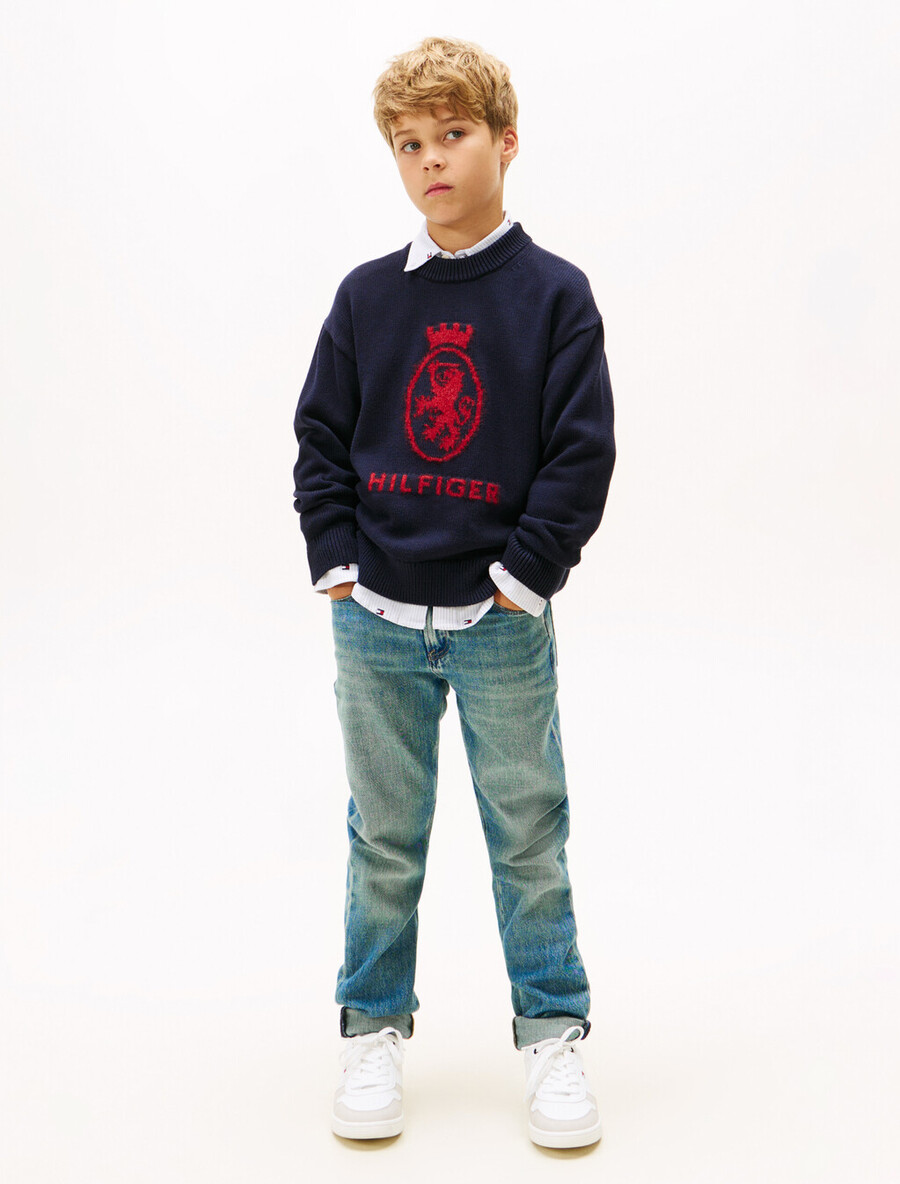 maglione girocollo con intarsi th crest