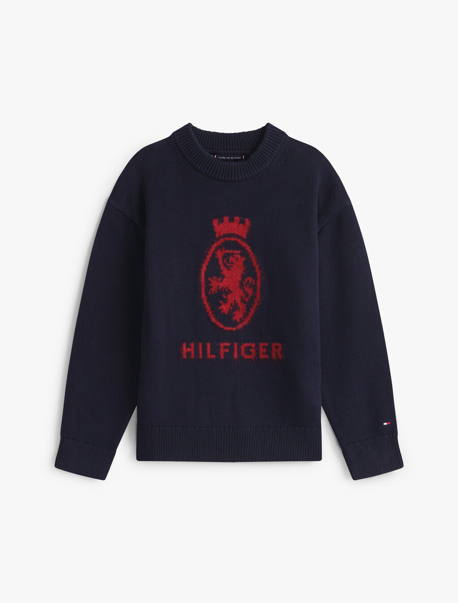 maglione girocollo con intarsi th crest