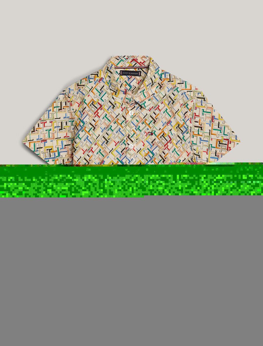 camicia a maniche corte in popeline con monogramma th