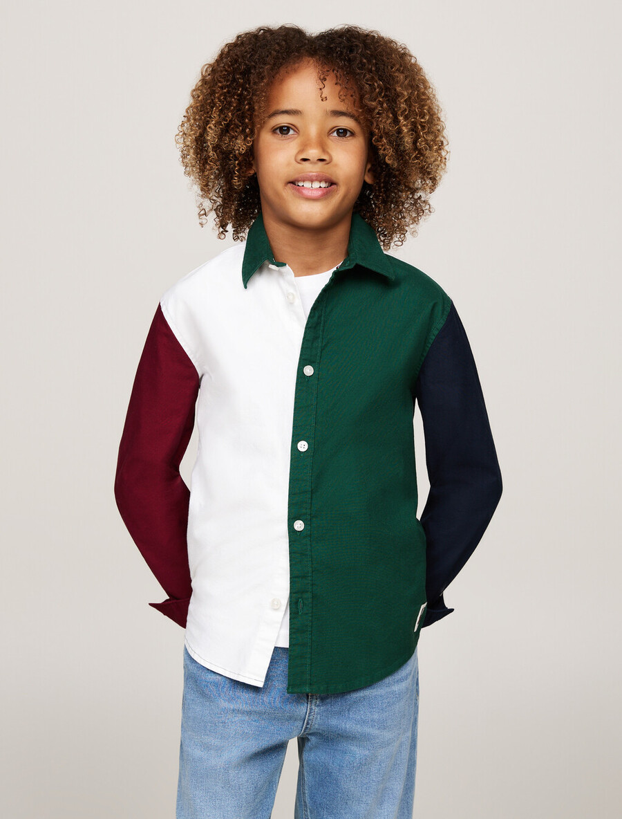 camicia a blocchi di colore per ragazzi
