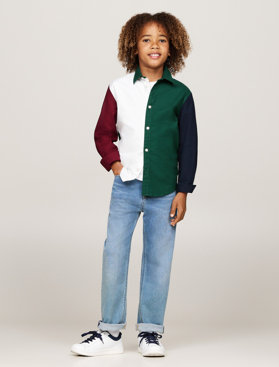 camicia a blocchi di colore per ragazzi