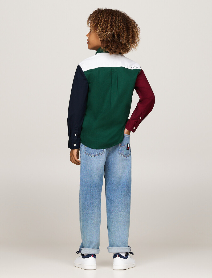 camicia a blocchi di colore per ragazzi