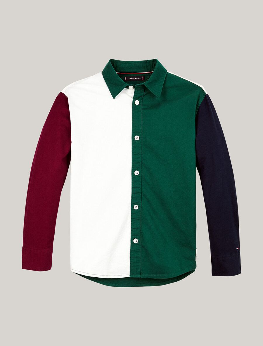 camicia a blocchi di colore per ragazzi