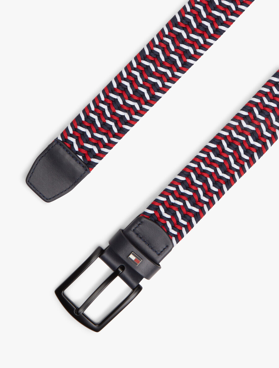 cintura elastica intrecciata con fibbia rettangolare denton