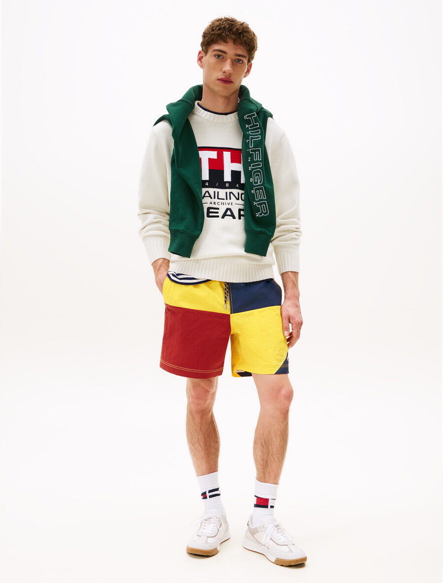 maglione con logo intarsiato a costine hilfiger sailing