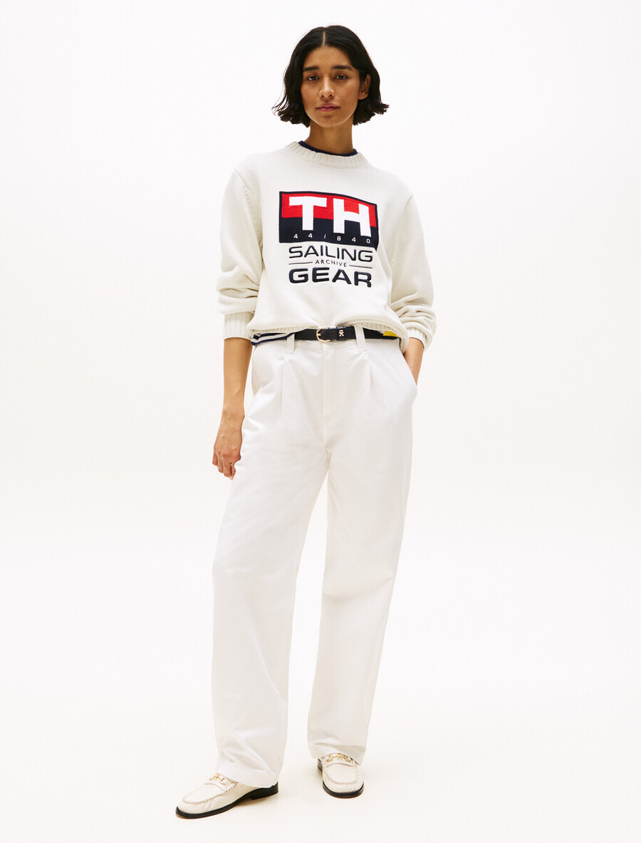 maglione con logo intarsiato a costine hilfiger sailing