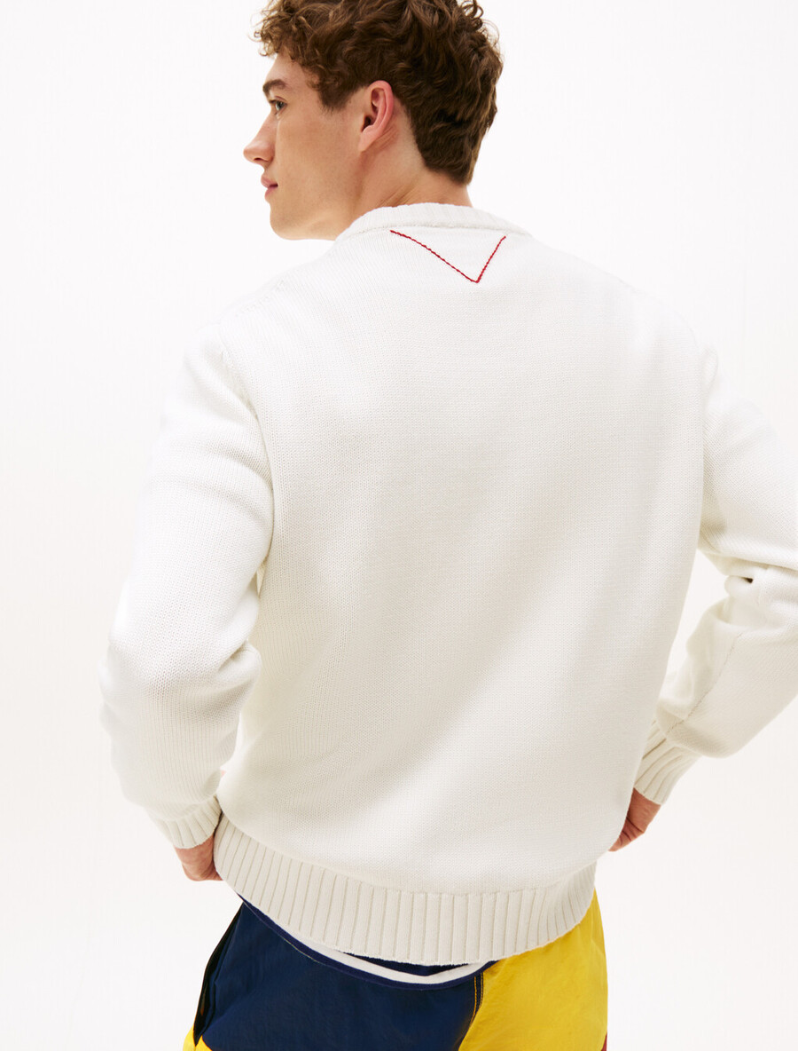 maglione con logo intarsiato a costine hilfiger sailing