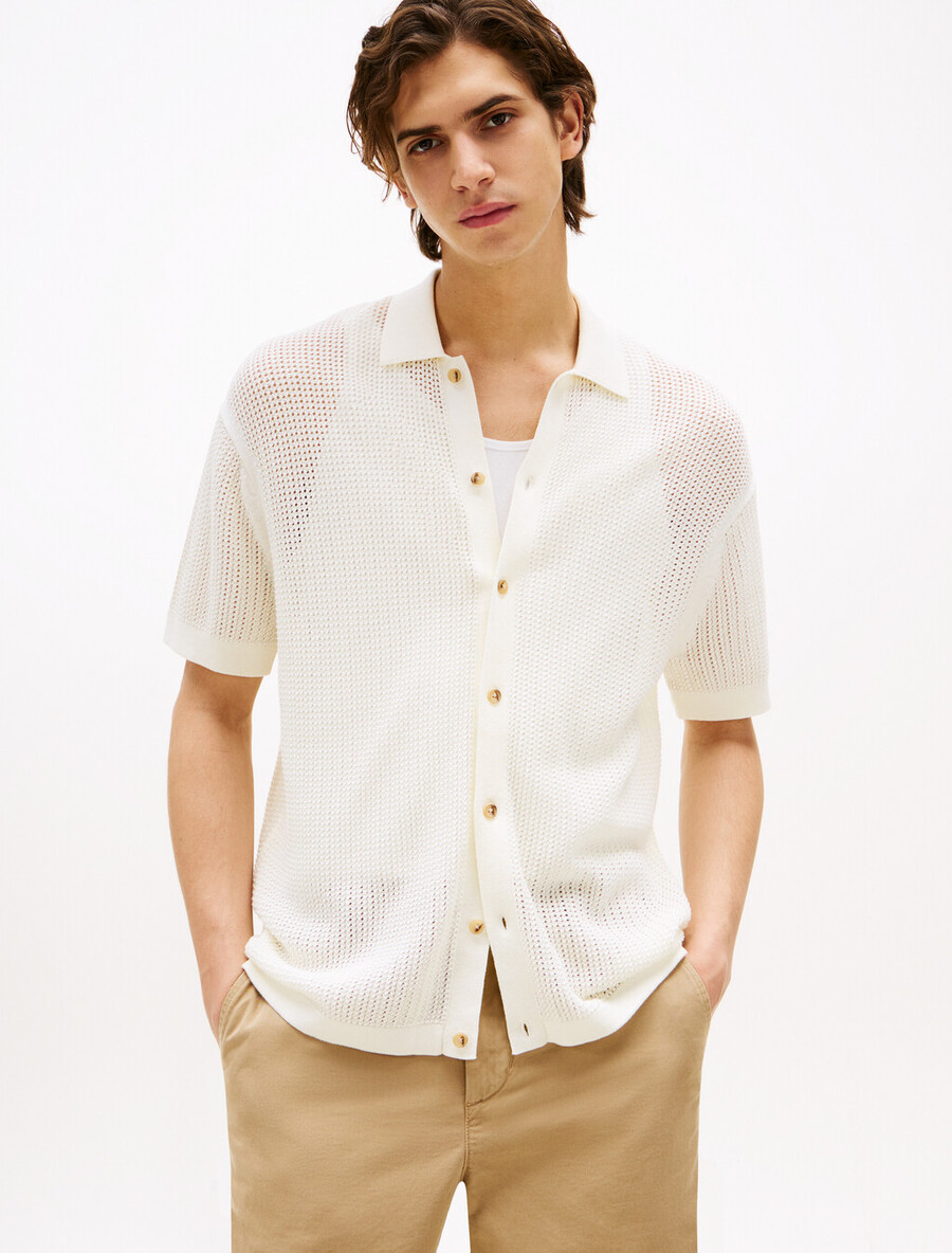 camicia oversize in maglia aperta strutturata