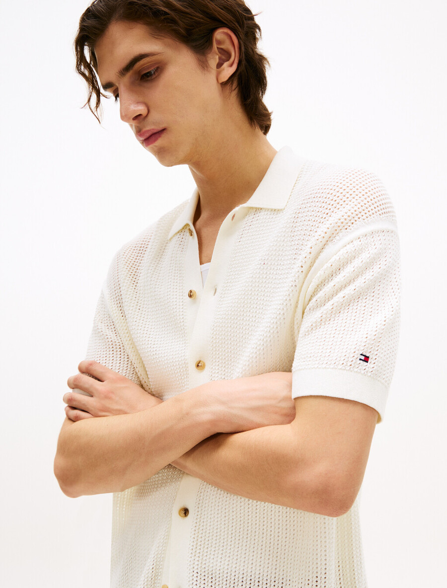 camicia oversize in maglia aperta strutturata