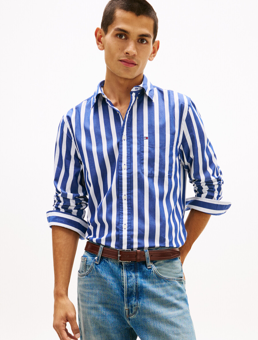 camicia a righe th flex regular fit