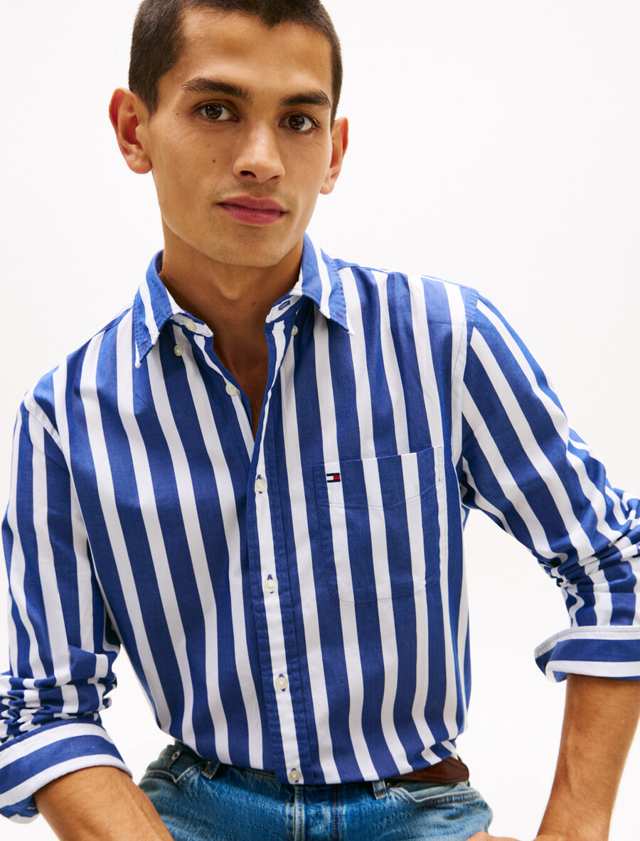 camicia a righe th flex regular fit