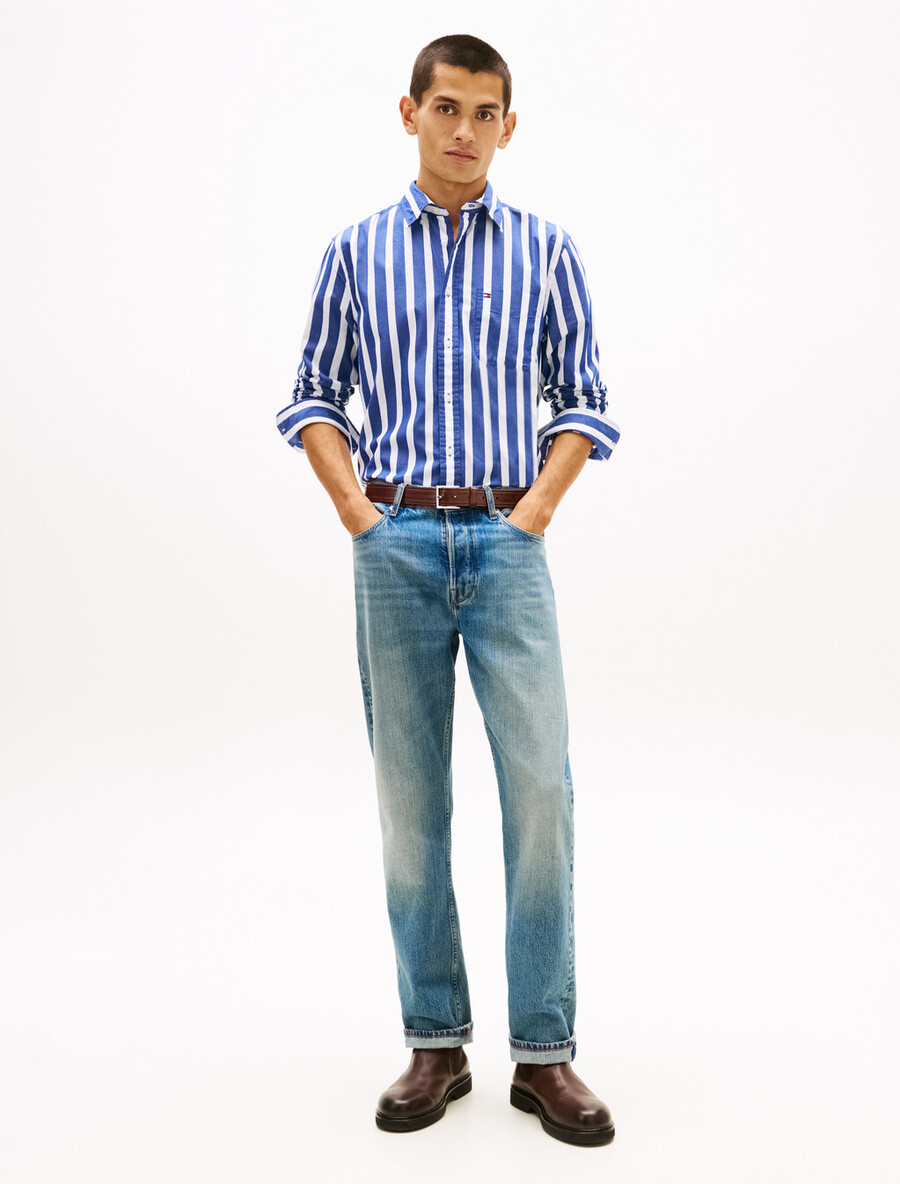 camicia a righe th flex regular fit