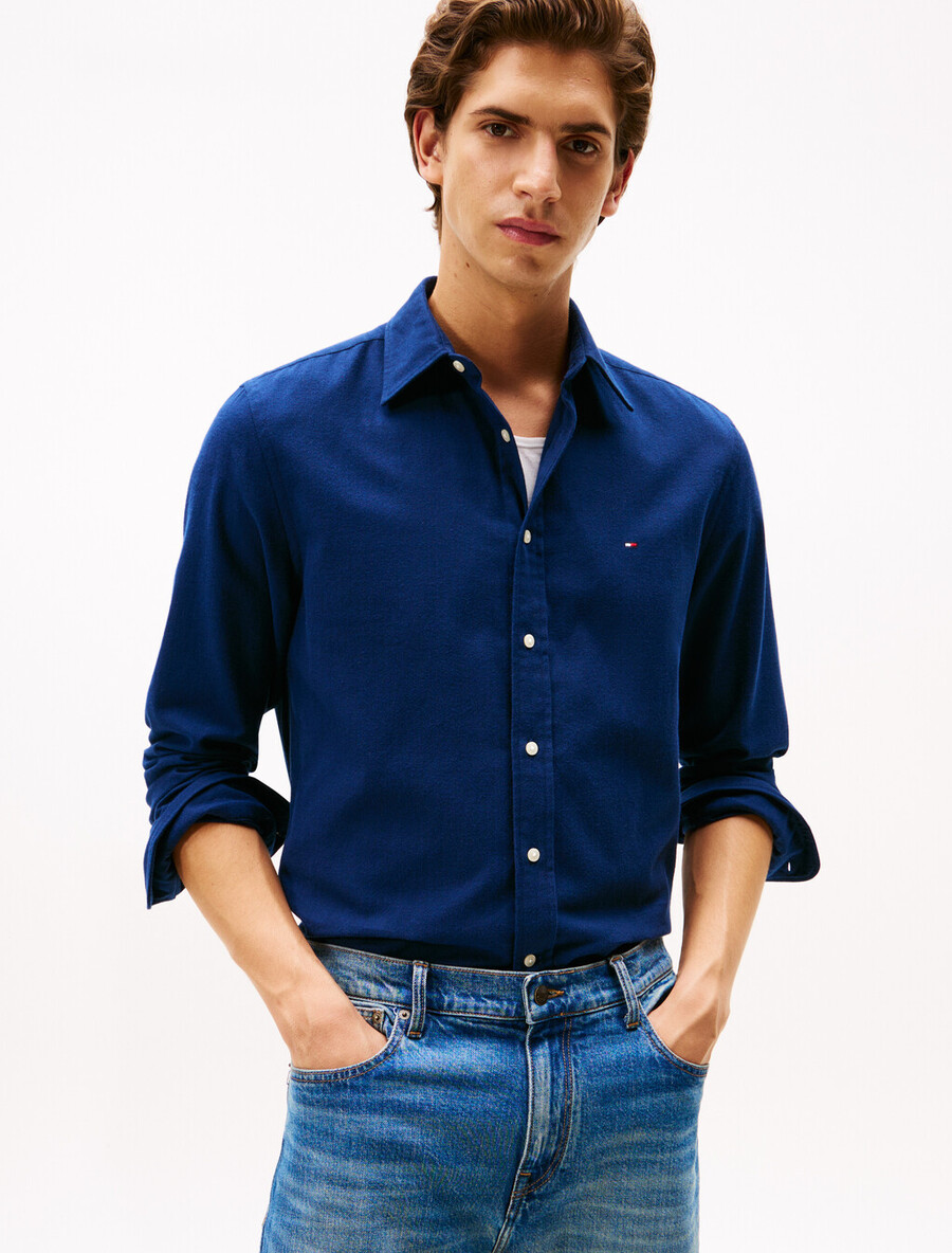 camicia a spina di pesce in flanella asia fit