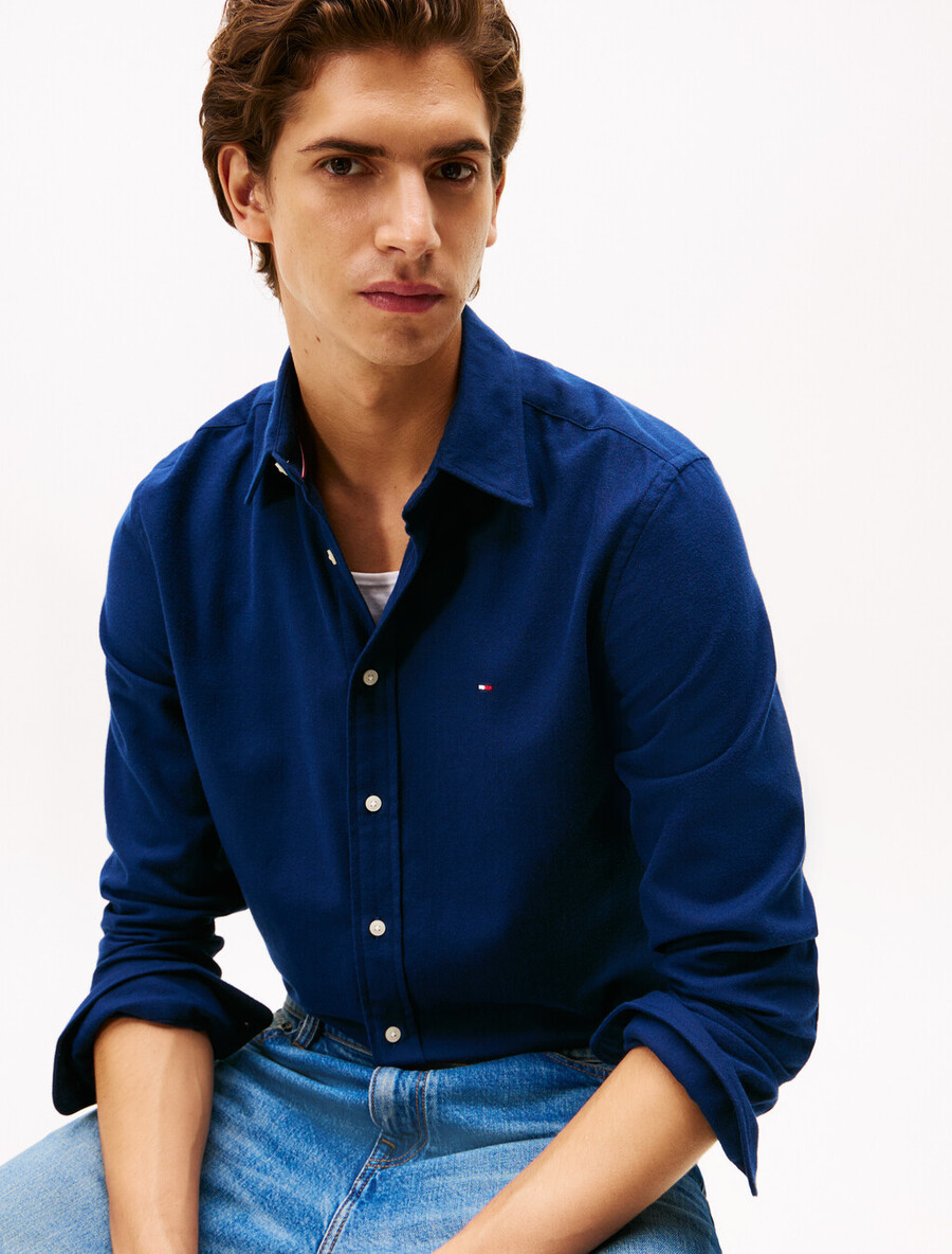 camicia a spina di pesce in flanella asia fit