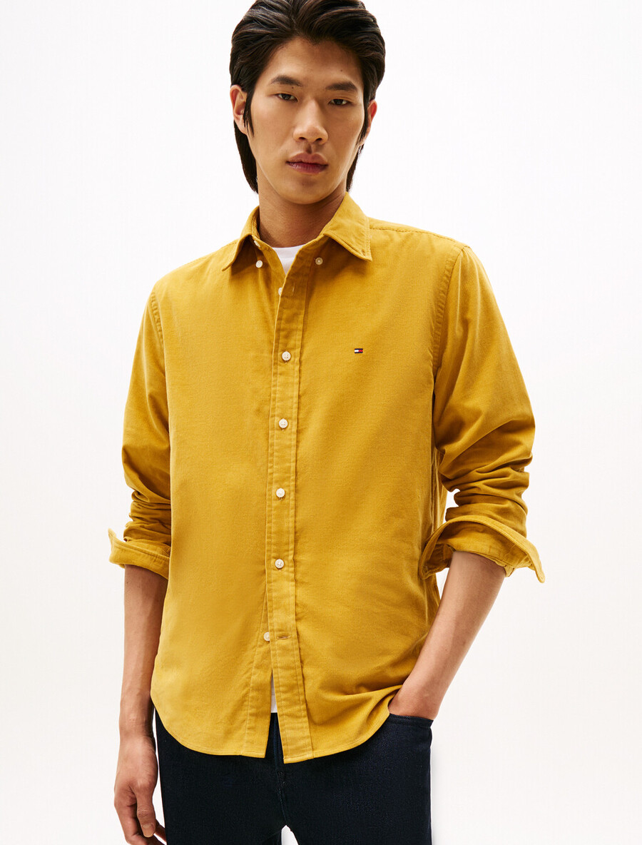 camicia in velluto a coste tinta unita asia fit