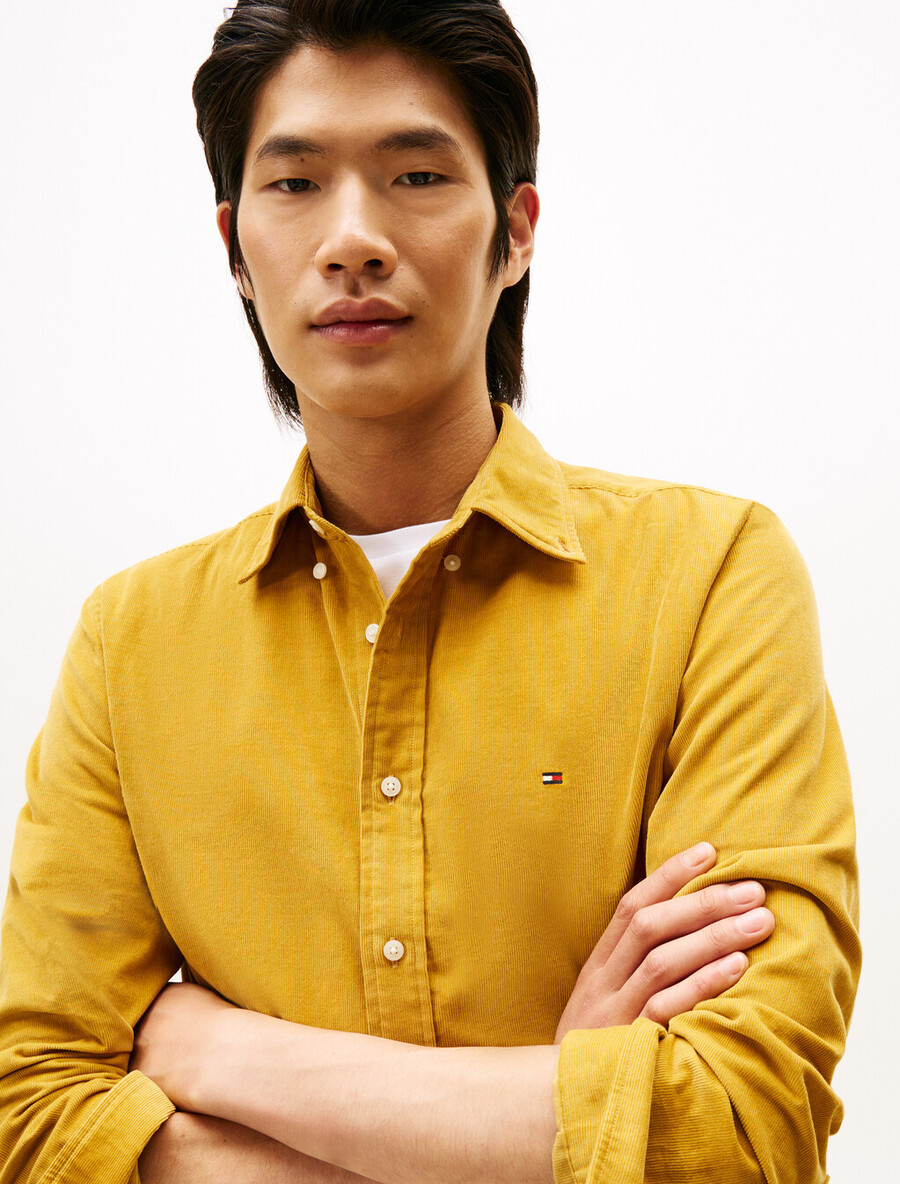 camicia in velluto a coste tinta unita asia fit