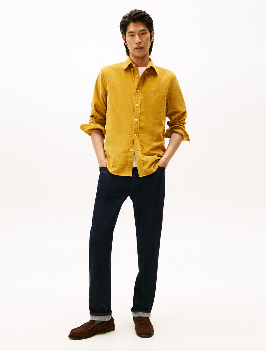 camicia in velluto a coste tinta unita asia fit