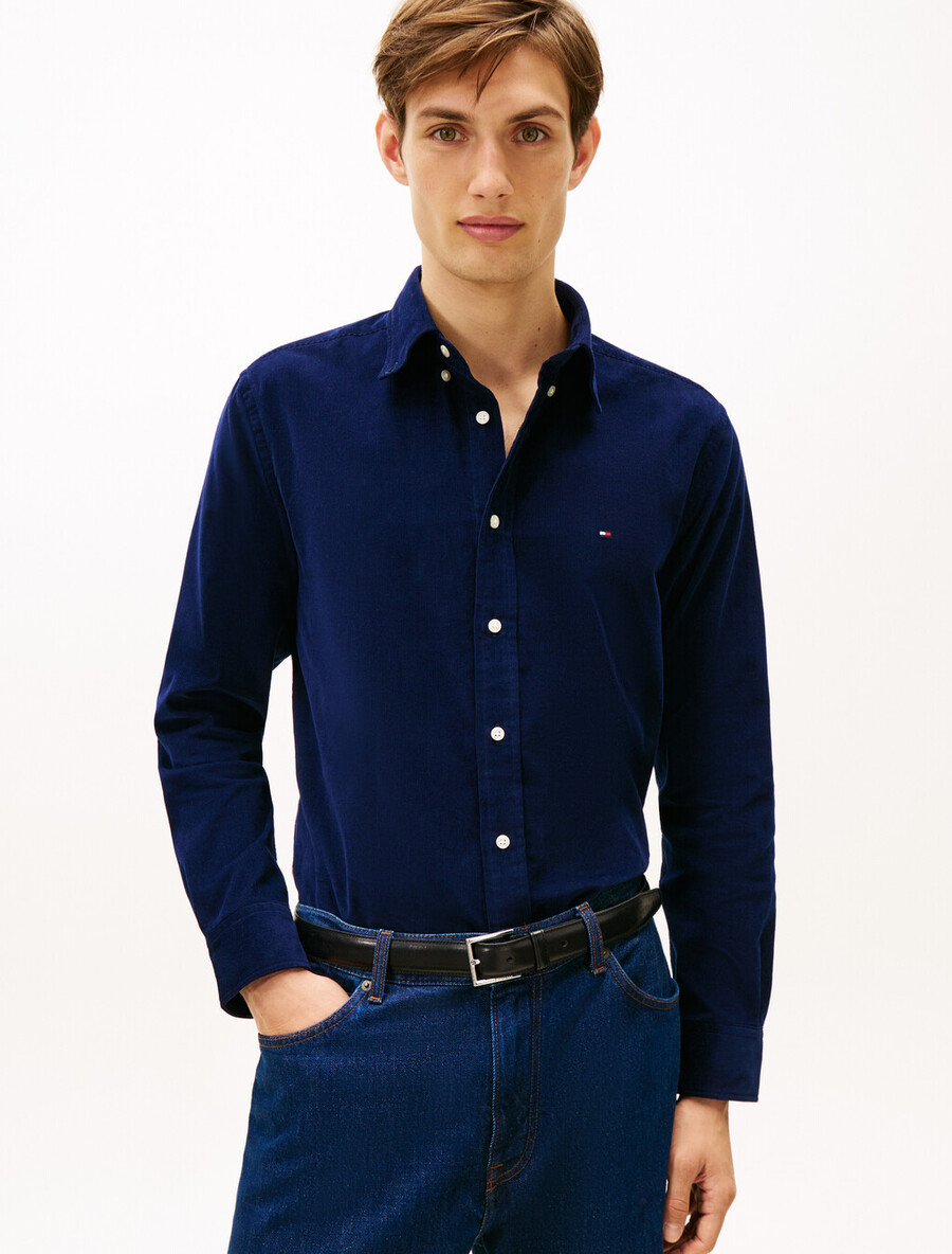 camicia in velluto a coste tinta unita asia fit