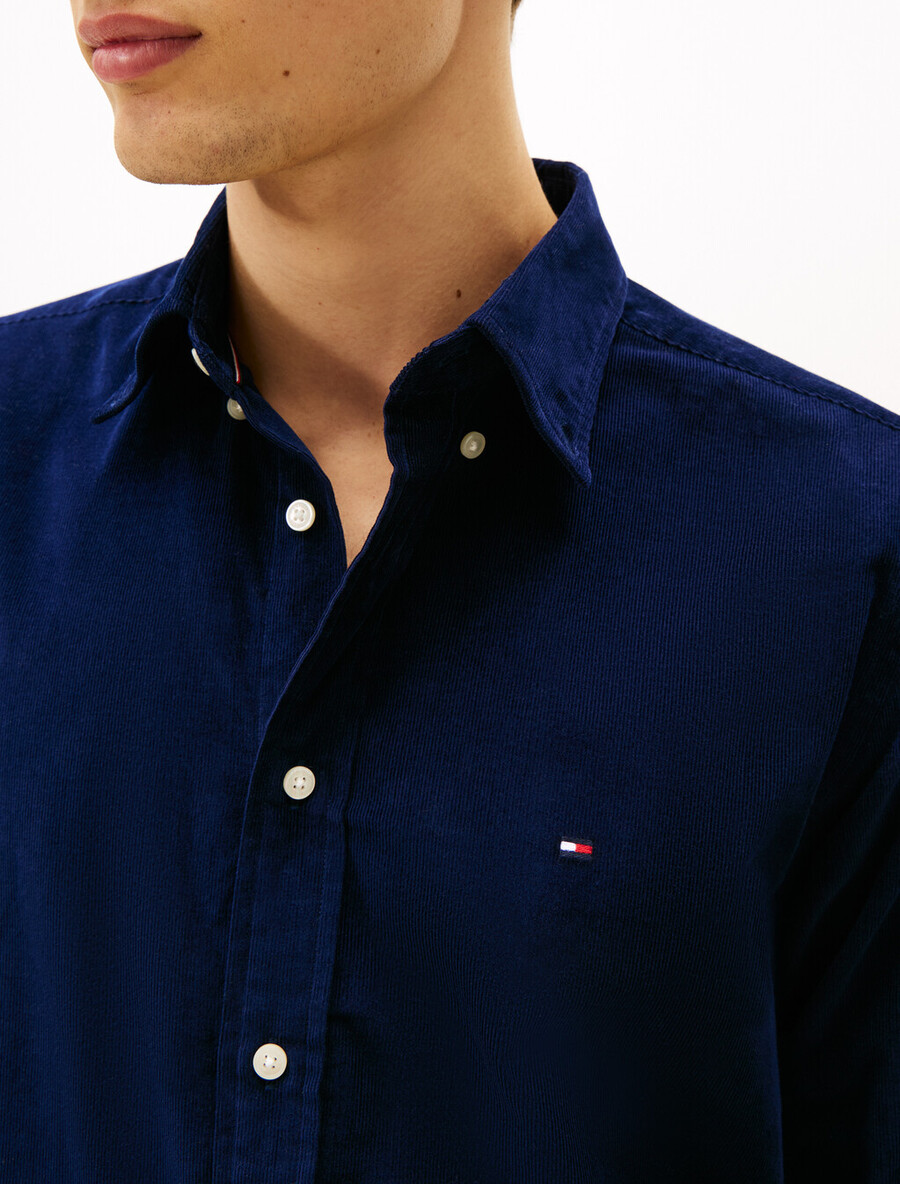 camicia in velluto a coste tinta unita asia fit
