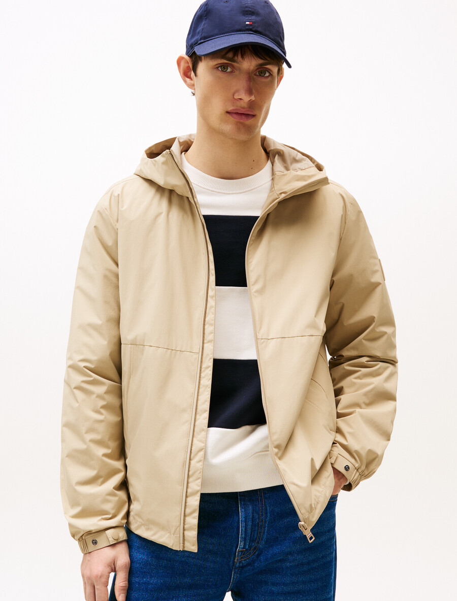 giacca in nylon con cappuccio
