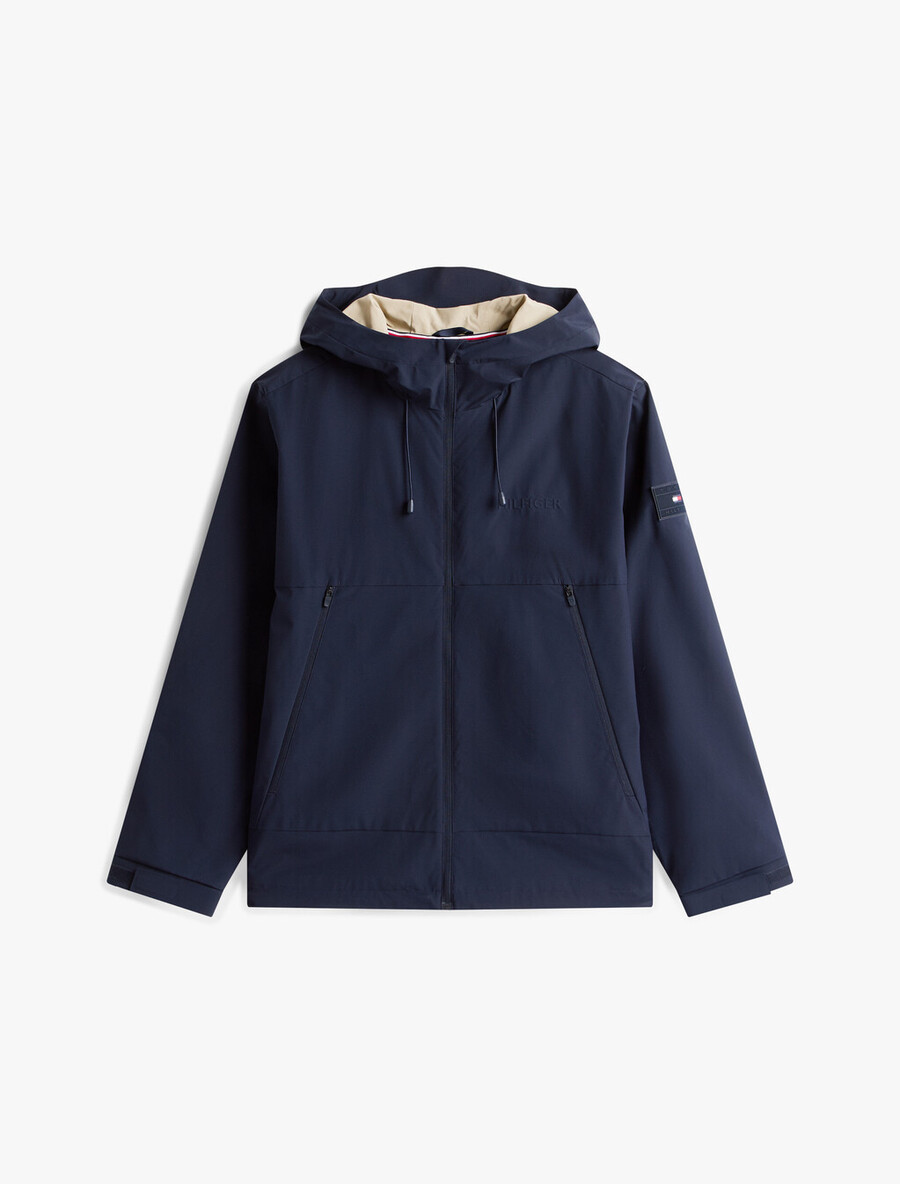giacca con cappuccio tech