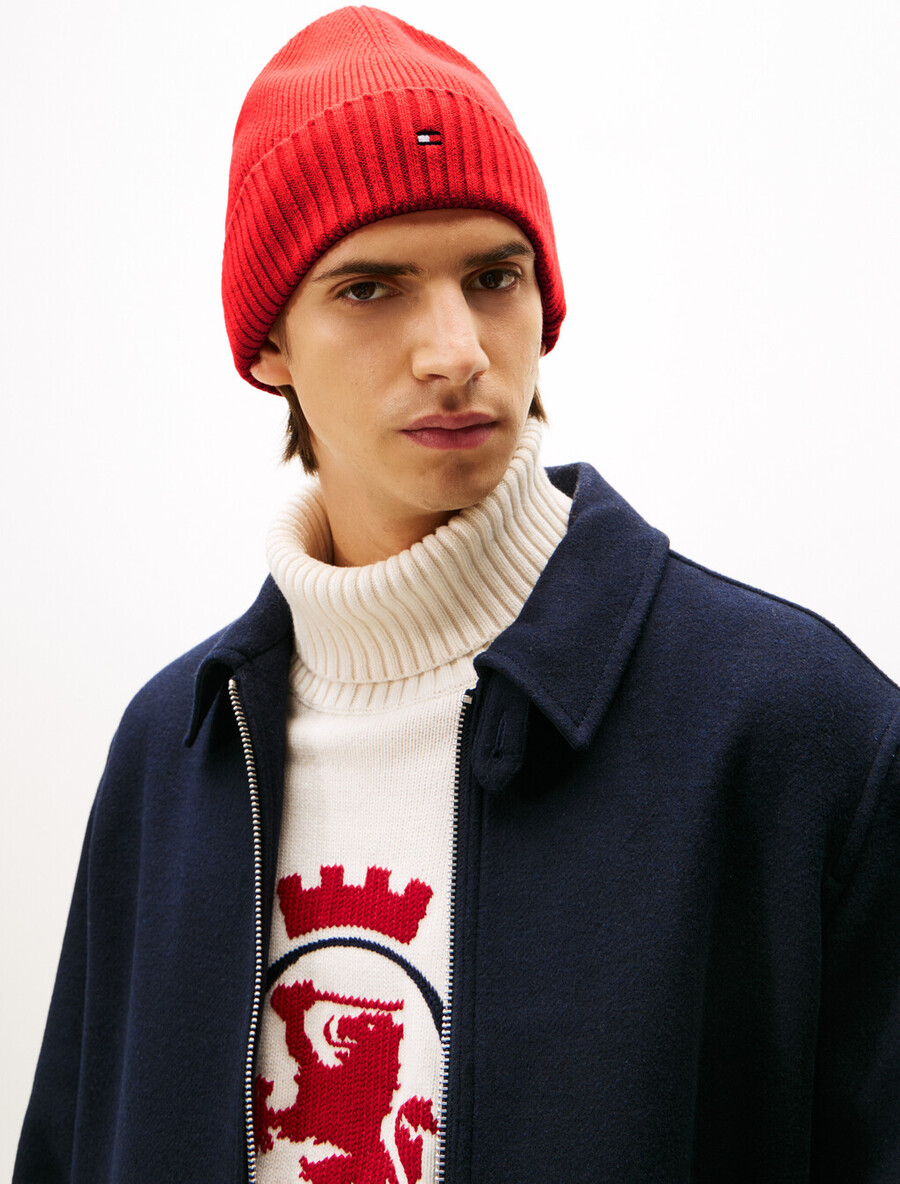 berretto con bandiera hilfiger e cashmere