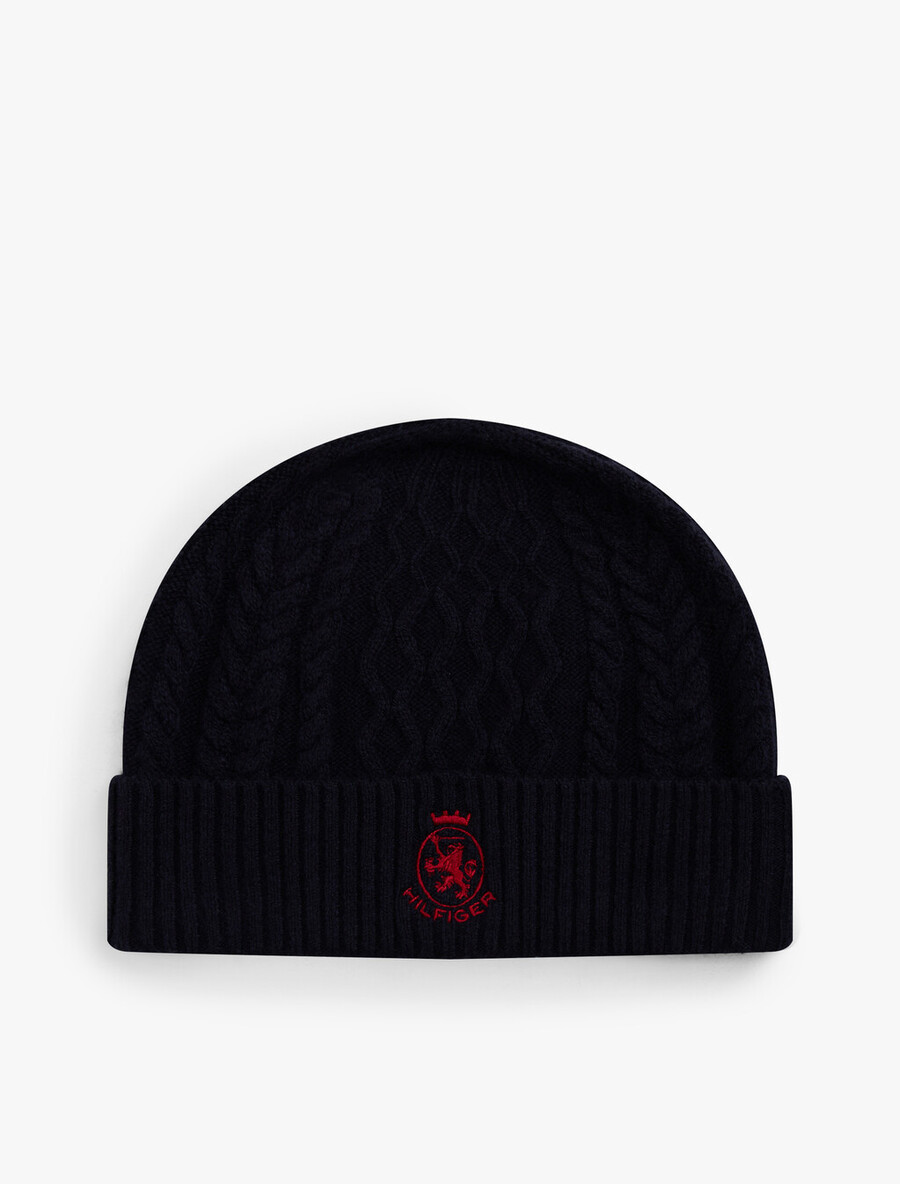 berretto in maglia a trecce th crest