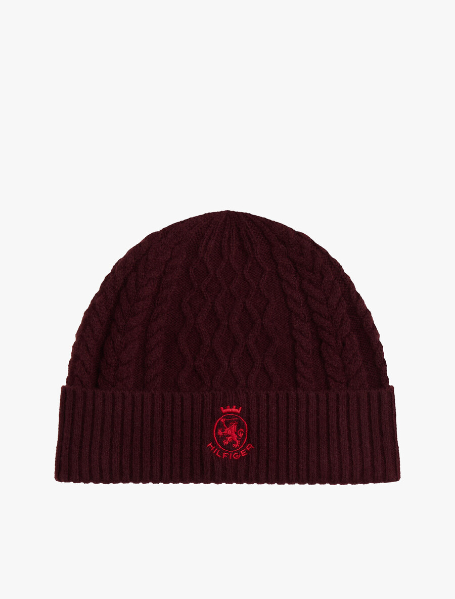 berretto in maglia a trecce th crest