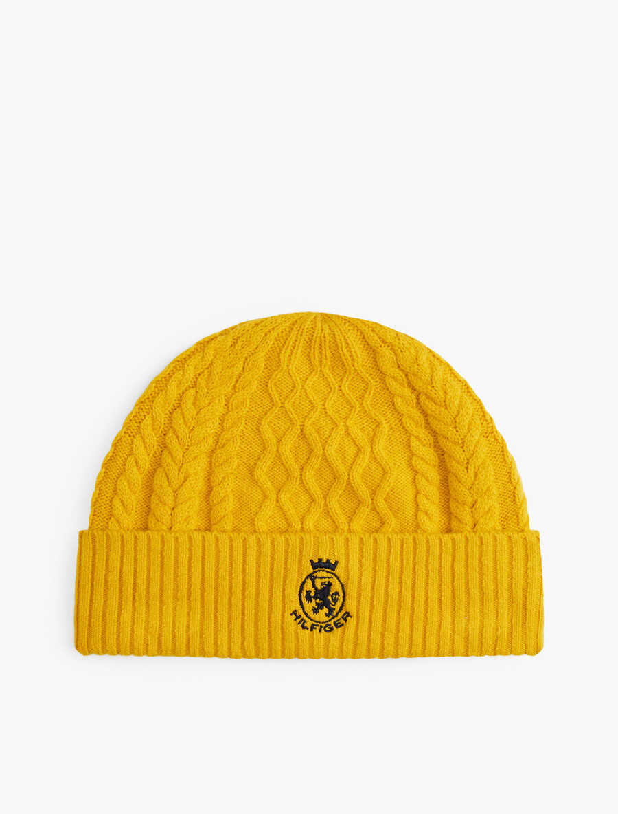 berretto in maglia a trecce th crest
