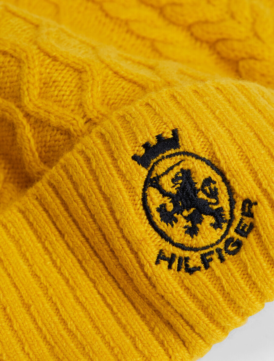 berretto in maglia a trecce th crest