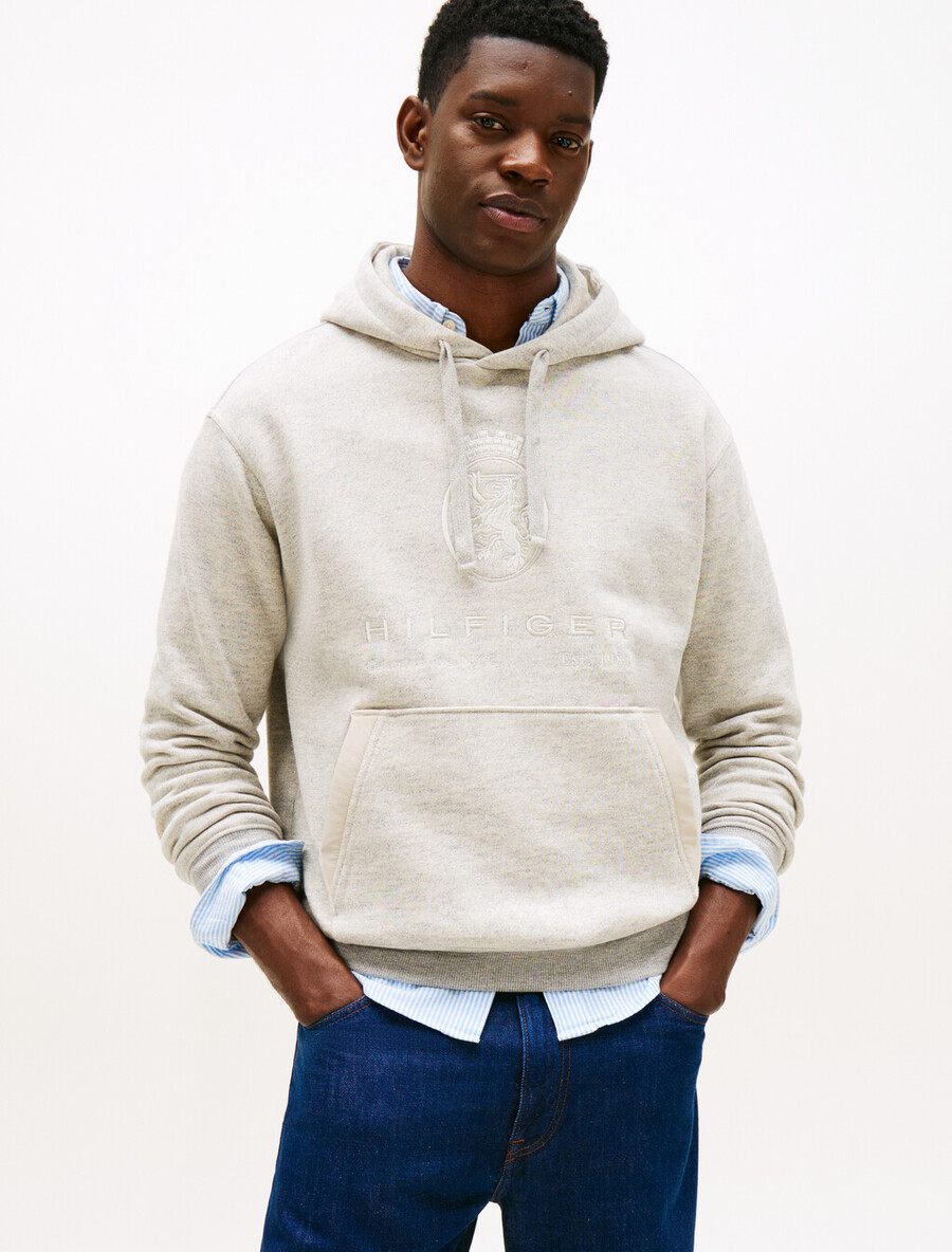 felpa con cappuccio in pile rilassato varsity crest