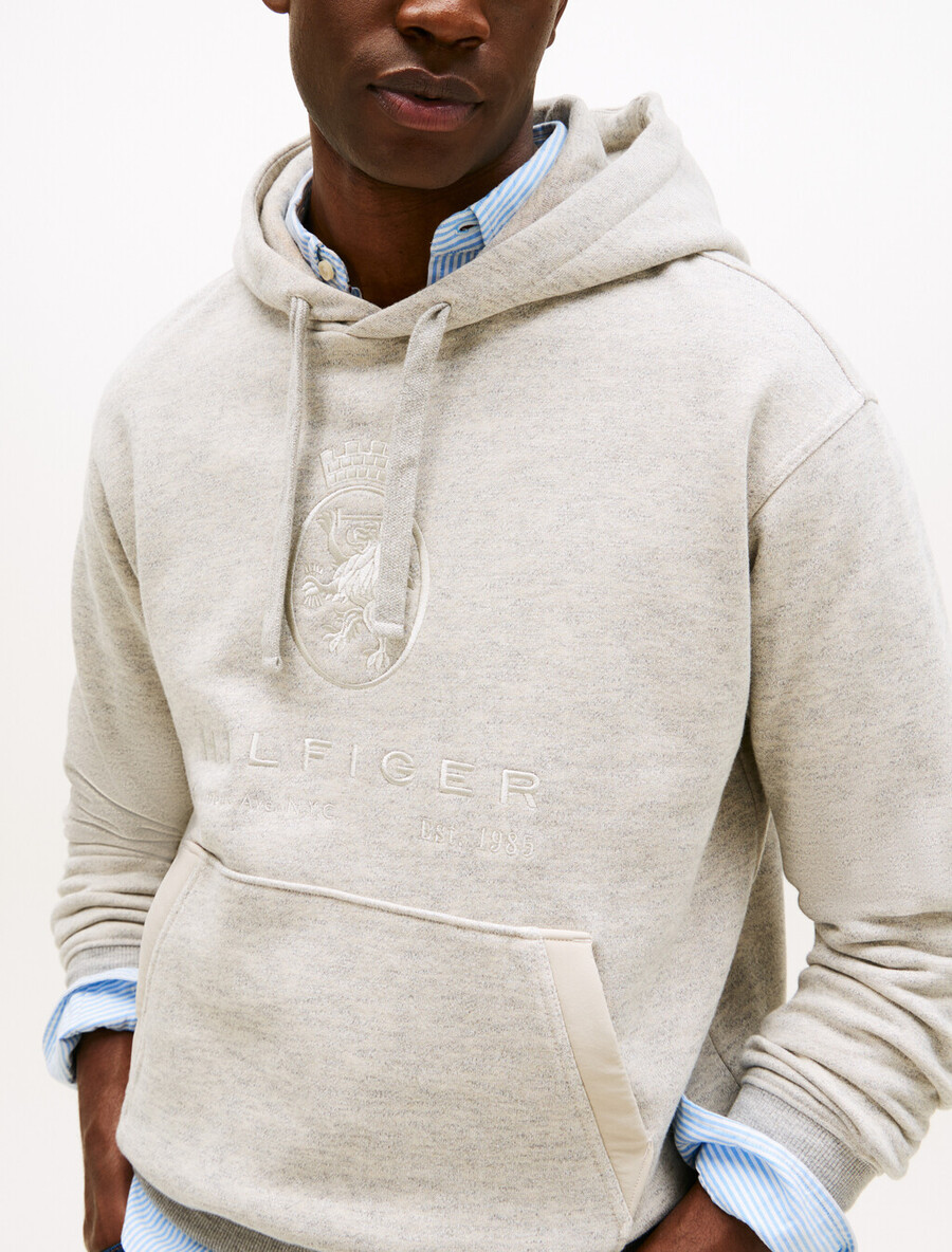 felpa con cappuccio in pile rilassato varsity crest