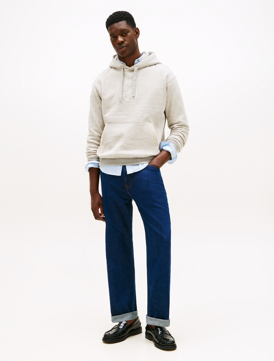 felpa con cappuccio in pile rilassato varsity crest