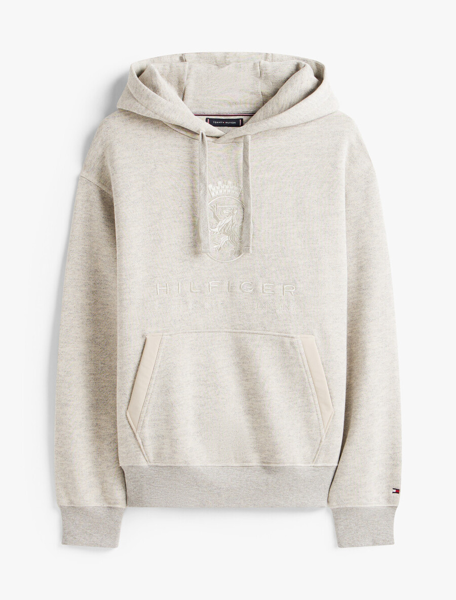 felpa con cappuccio in pile rilassato varsity crest