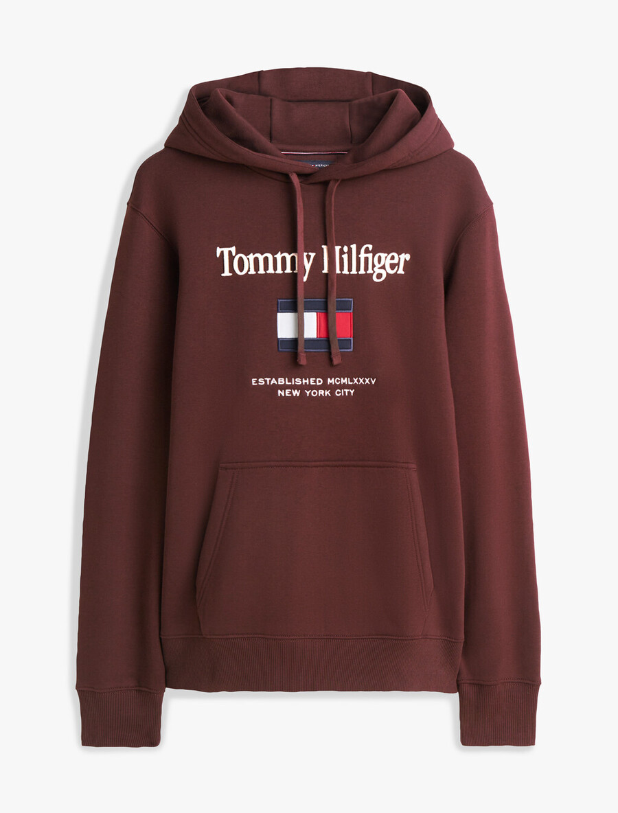 felpa con cappuccio in pile flessibile con ricamo del logo