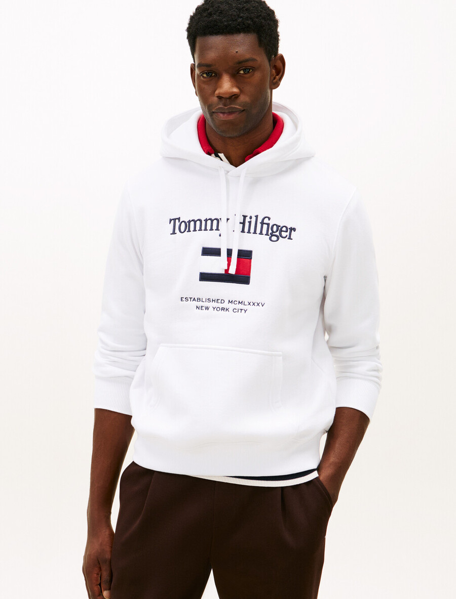 felpa con cappuccio in pile flessibile con ricamo del logo