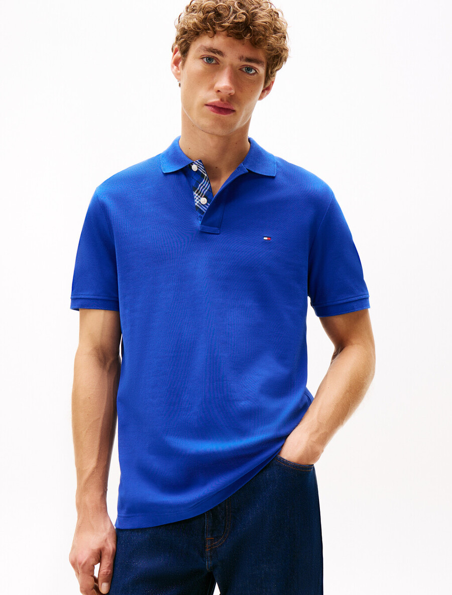 polo regolare con patta in tartan