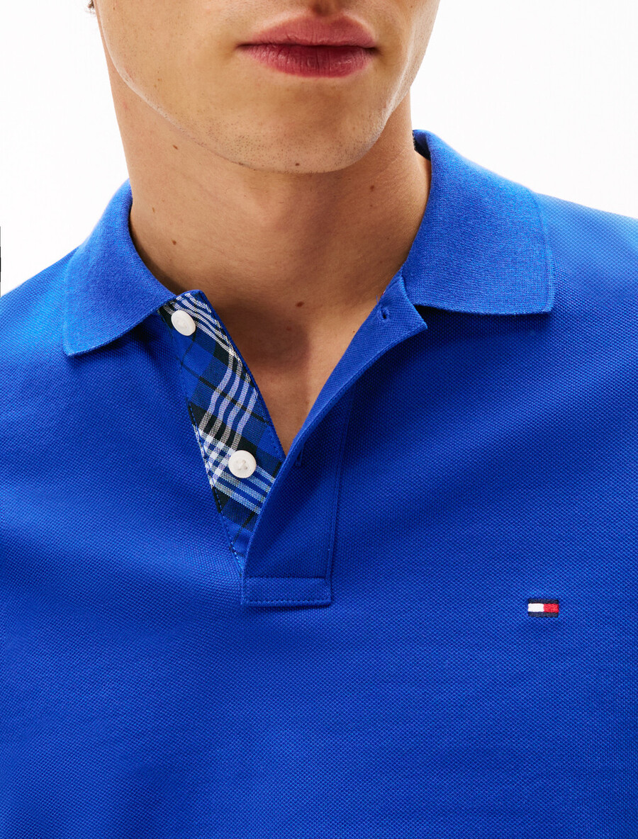 polo regolare con patta in tartan