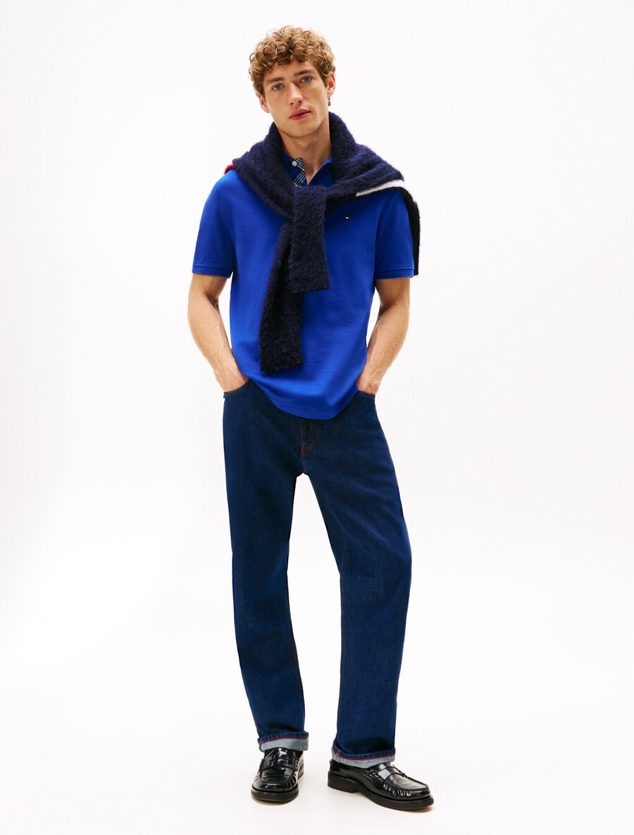 polo regolare con patta in tartan
