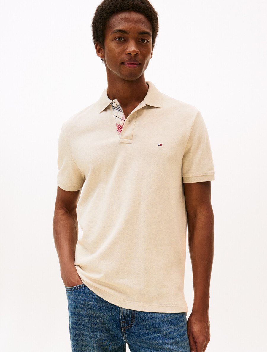 polo regolare con patta in tartan