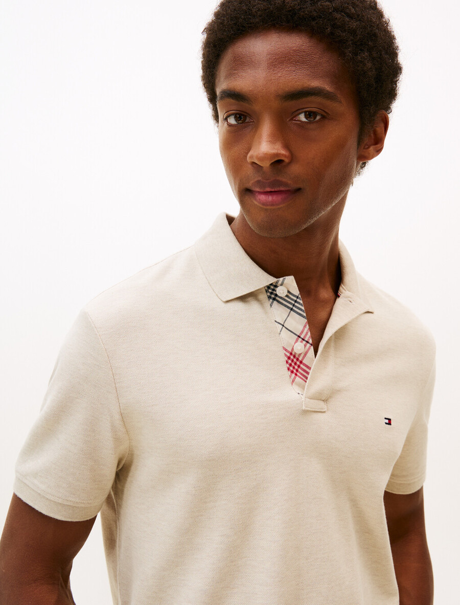 polo regolare con patta in tartan
