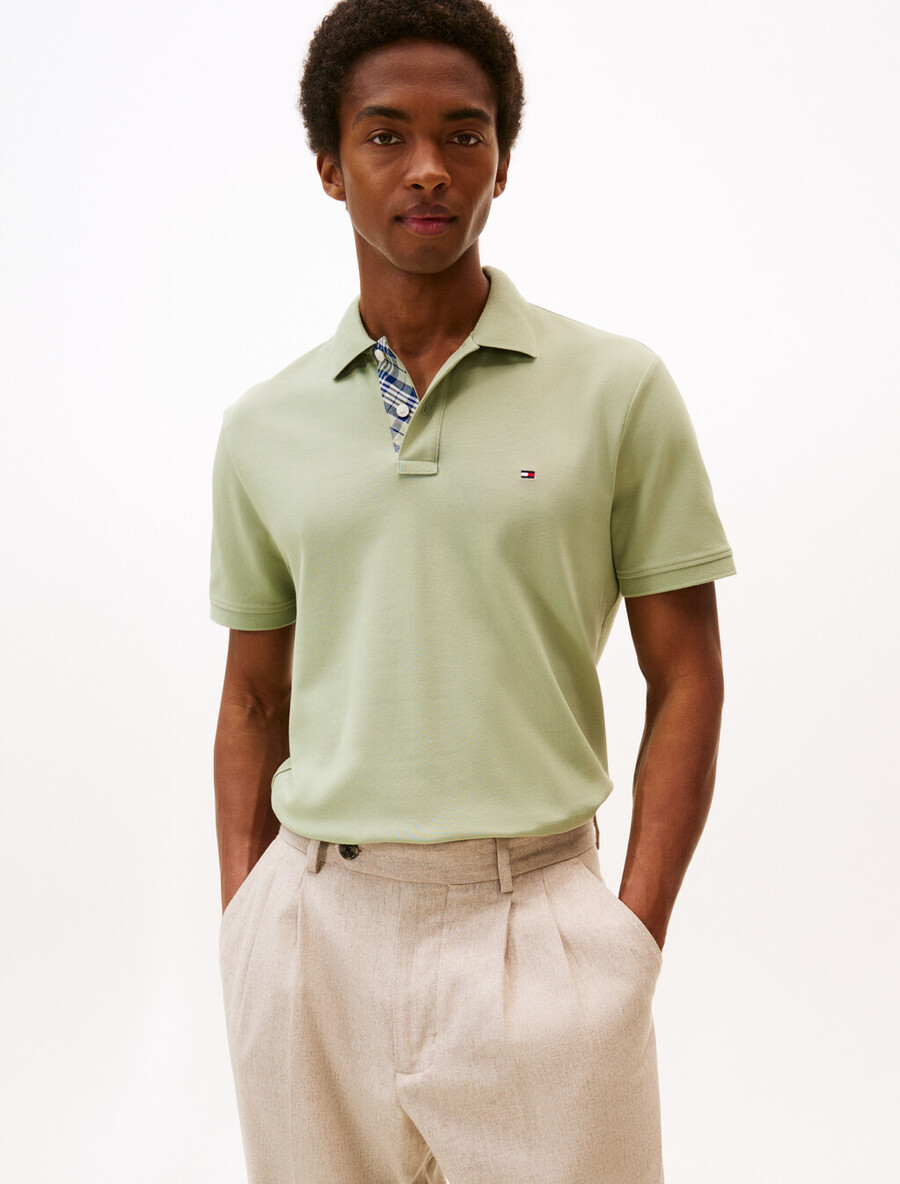 polo regolare con patta in tartan