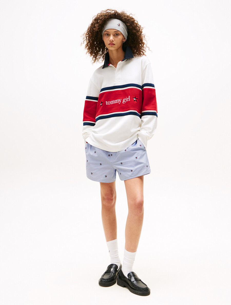 tommy girl pantaloncini larghi ithaca striped star embroidery