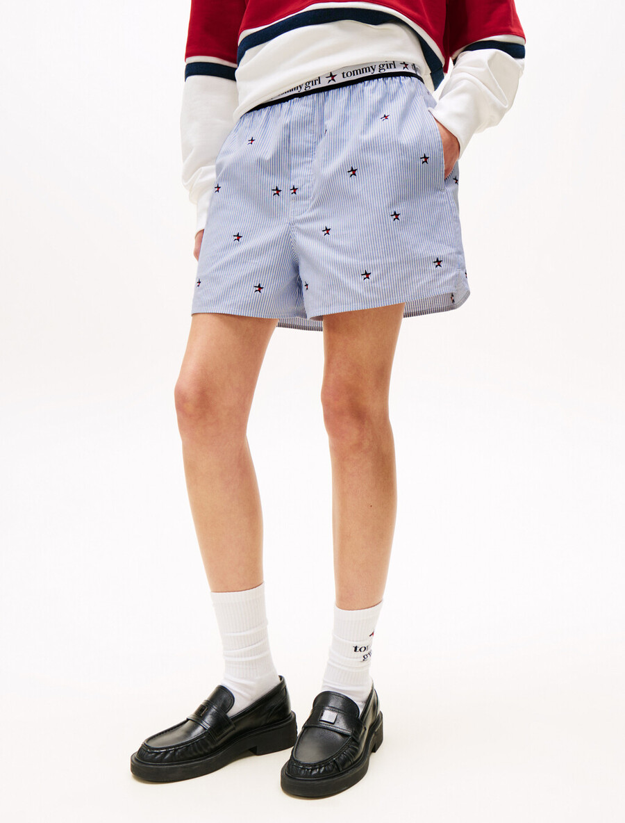 tommy girl pantaloncini larghi ithaca striped star embroidery