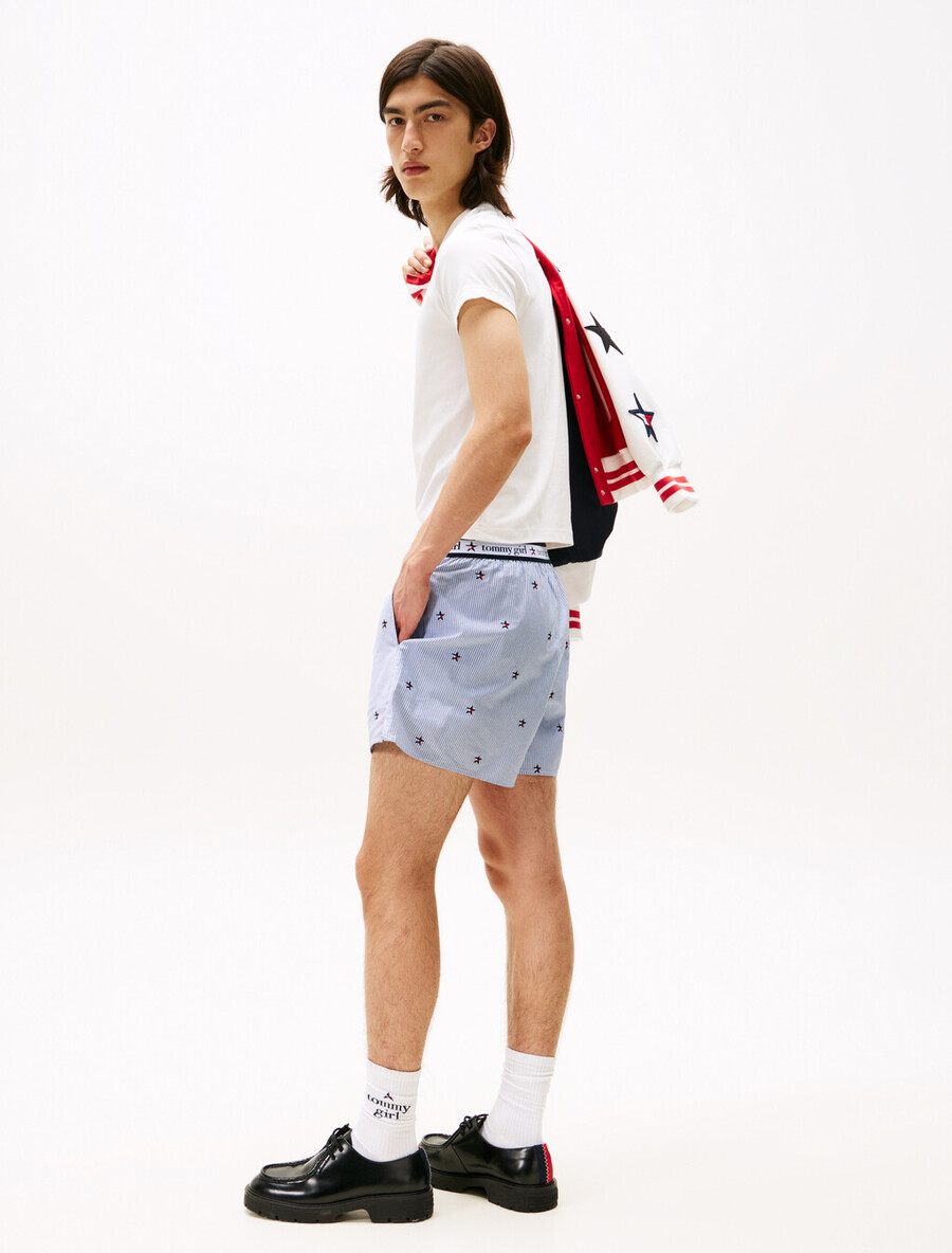 tommy girl pantaloncini larghi ithaca striped star embroidery