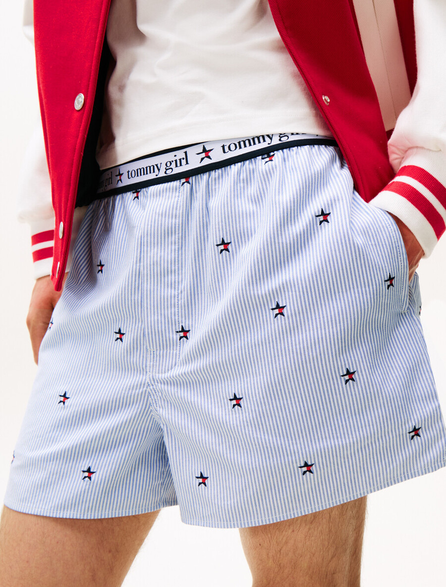 tommy girl pantaloncini larghi ithaca striped star embroidery