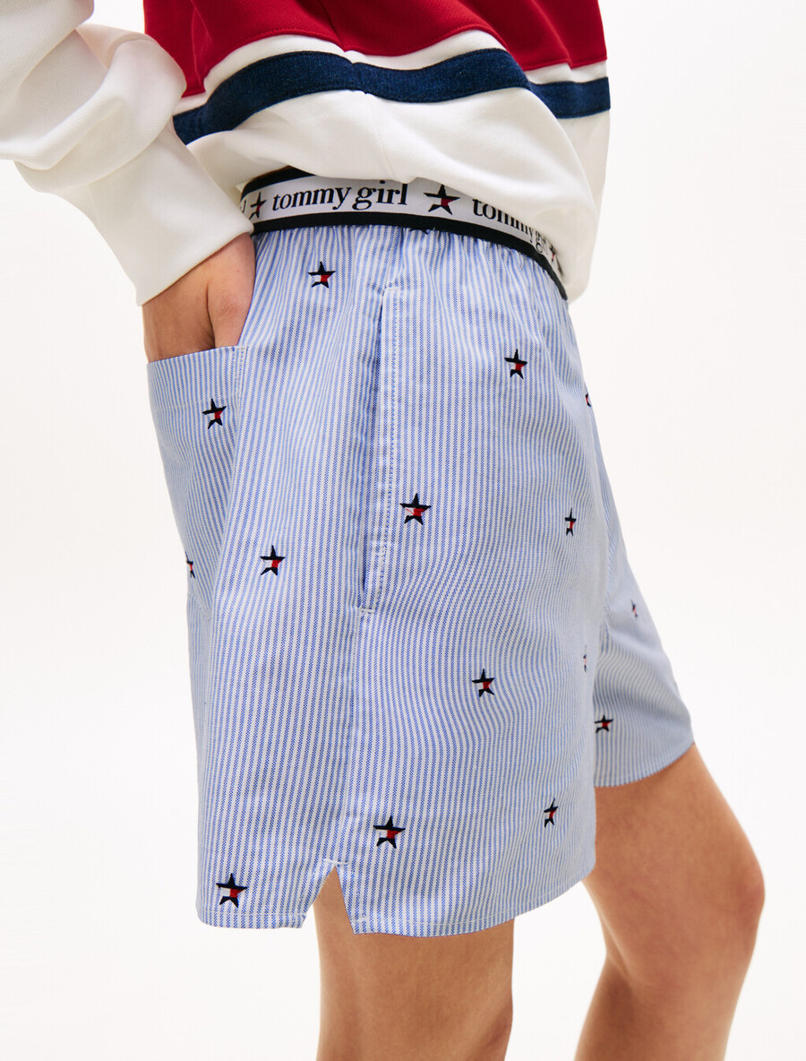 tommy girl pantaloncini larghi ithaca striped star embroidery
