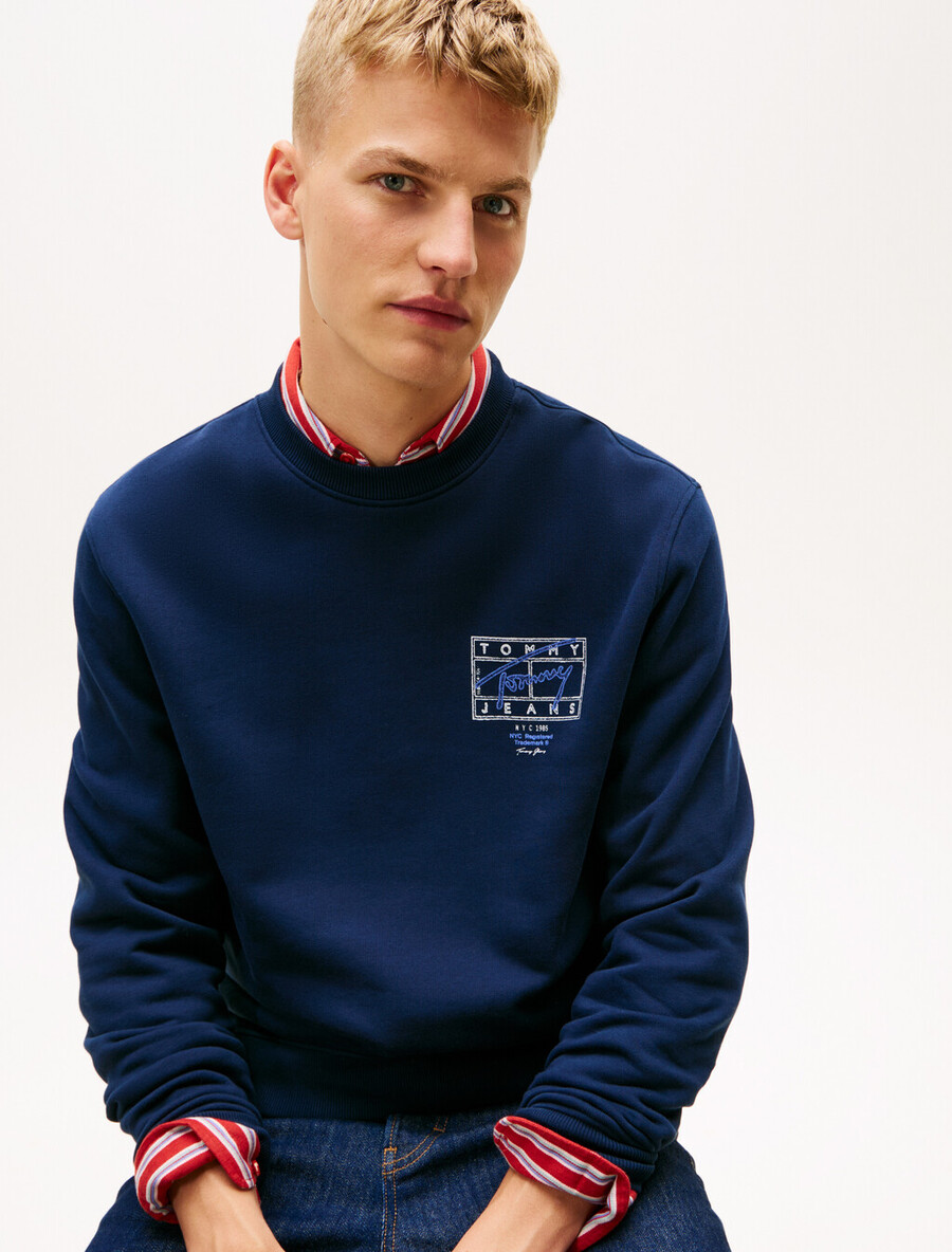 felpa con stampa grafica tommy flag