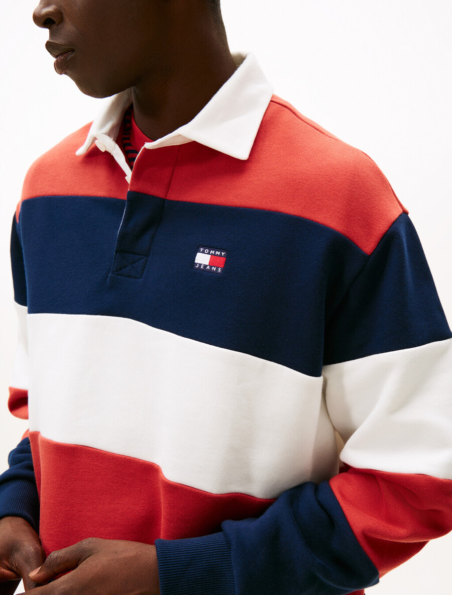 maglietta da rugby tommy badge stripe relaxed