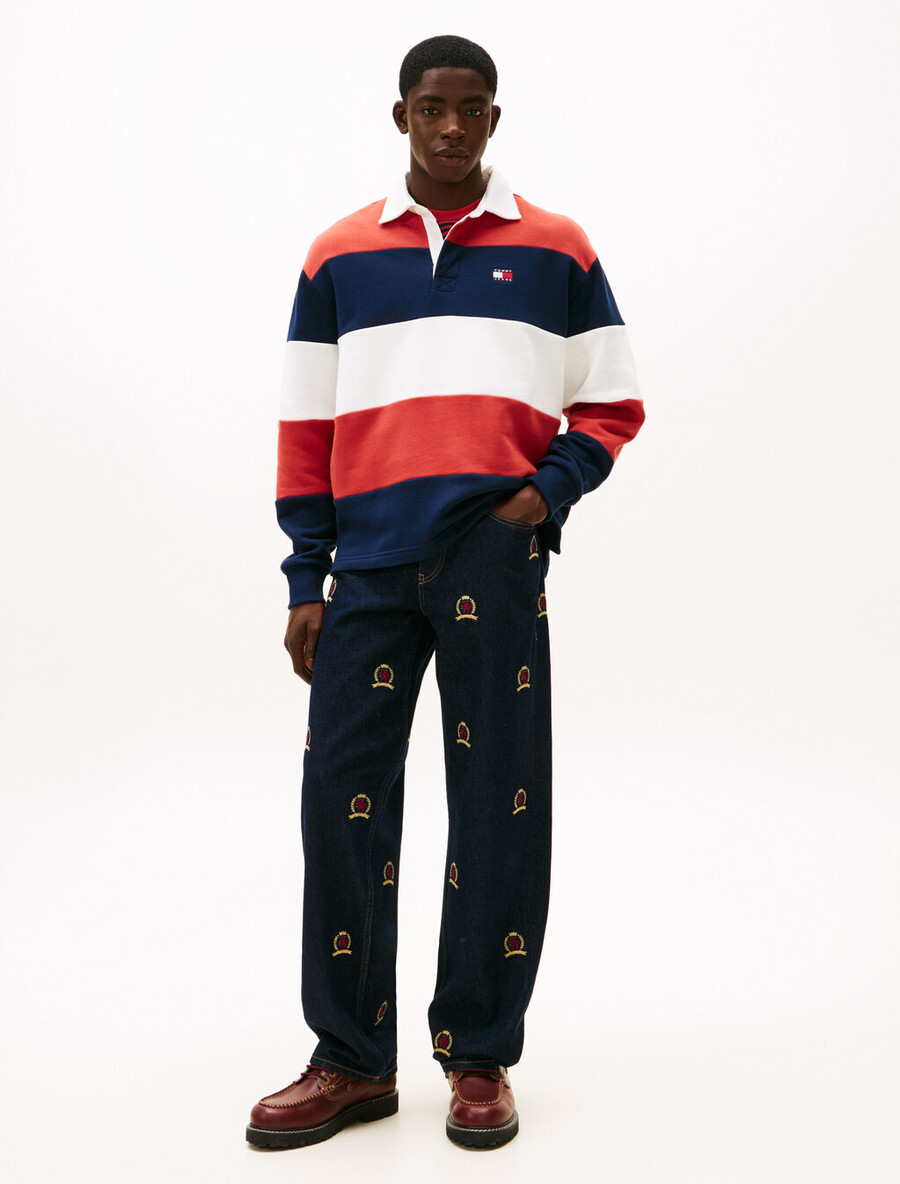 maglietta da rugby tommy badge stripe relaxed